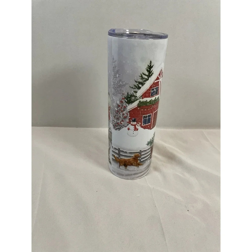 Christmas Red Truck Skinny Tumbler Most‎ Wonderful Time of the Year Holiday 20oz